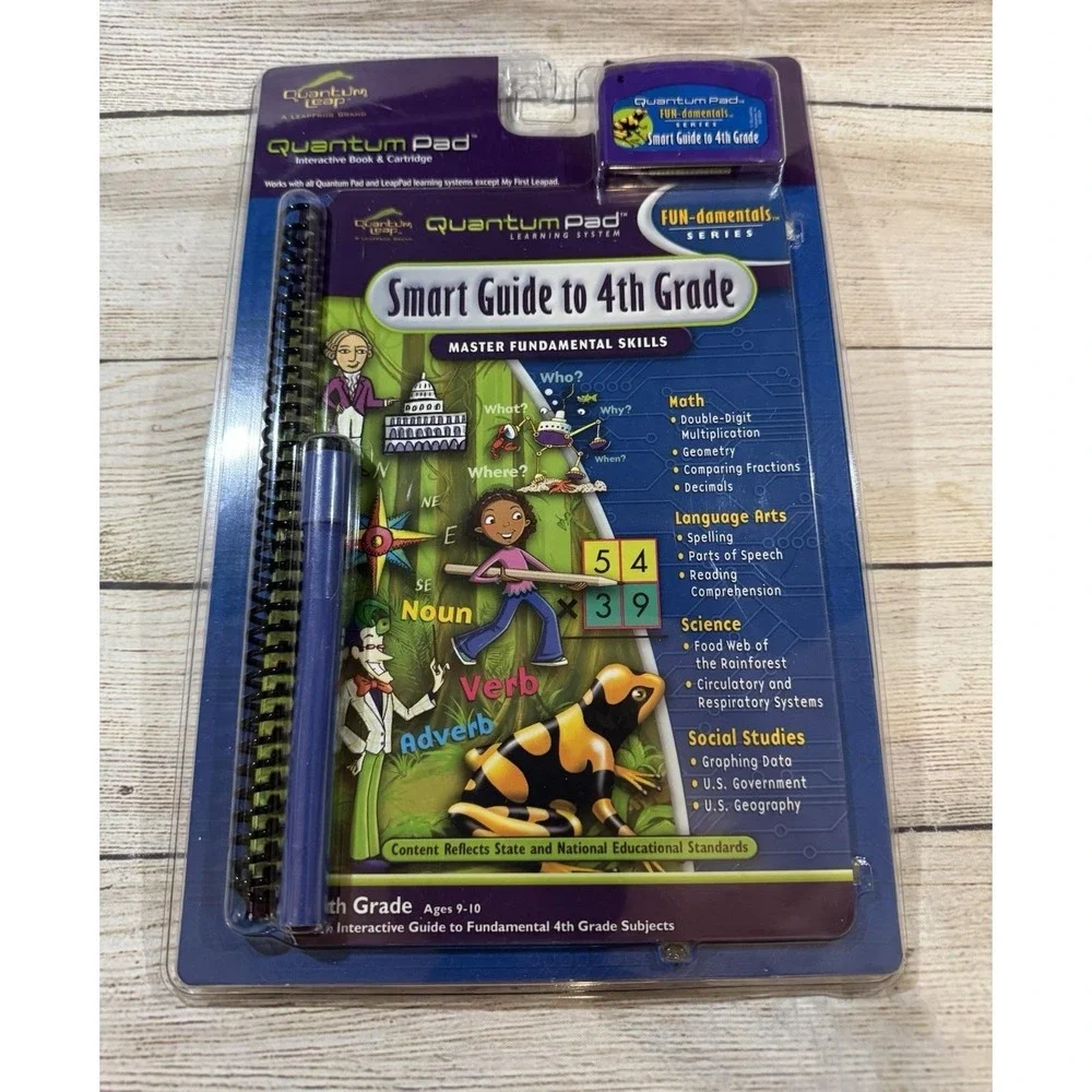 Leap Frog Quantum Pad Guide to 4th Grade Interactive Book & Cartridge New Tb8